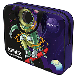 Папка детская с ручками ткань "Космический скейтбординг"