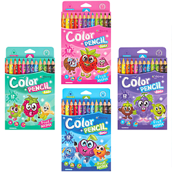 Карандаши 12цв трёхгранный jumbo корпус "Фруктовый мир"