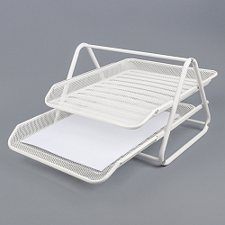 Лоток горизонтальный металлический 2 секции белый