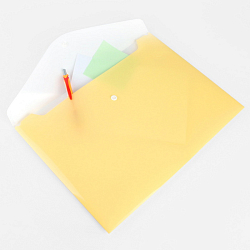 Папка-конверт на кнопке А4 Ice жёлтая с дополнительным карманом