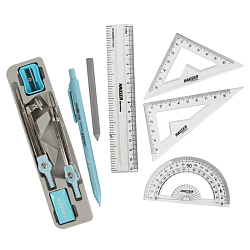 Готовальня 10 предметов "XO mate" в метал. футляре