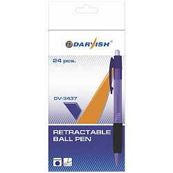 Ручка авт. син. "Darvish" корпус прозрачный цветной с резиновым держателем