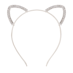 Ободок бежевый для волос с ушками стразы