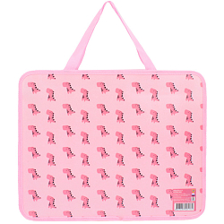Папка детская с ручками А4 пласт. с рисунком на молнии Розовые дино