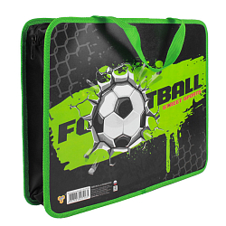 Папка детская с ручками А4 пласт. с рисунком на молнии Улетный футбол