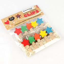 Прищепки декоративные деревянные  10шт/уп  "Звездочка" (набор)