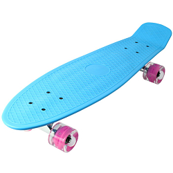 Скейтборд светящийся  67*18 см голубой