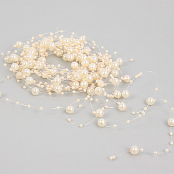 Праздничное украшение "Бусы на леске" бежевые