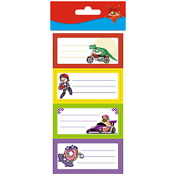 Наклейки школьные с рисунком 12шт. для тетрадей, упаковка ПЭТ - пакет