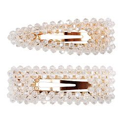 Заколка для волос 2 шт в наборе клик-клак с бусинками "хрусталь" белая