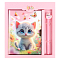 Блокнот 13,5*18 см 50л с замком "Очаровательный котенок" с ручкой
