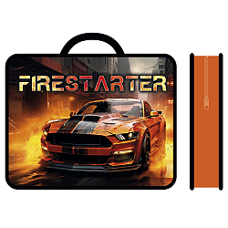 Папка детская с ручками А4 пласт. с рисунком на молнии Мустанг