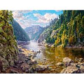 Алмазная живопись  30*40см  Река в горах
