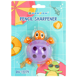 Точилка пласт. с подставкой для карандашей "Черепашка" ассорти