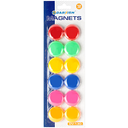 Магниты для доски d=3cм цветные 12шт/уп