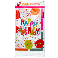 Праздничное украшение скатерть 180*108см "Happy birthday" полиэтиленовая ассорти