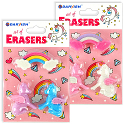 Набор ластиков "Darvish" 3шт/уп  Единорожка ассорти