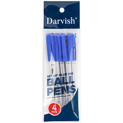 Набор ручек шар.  4шт/уп корпус прозрачный